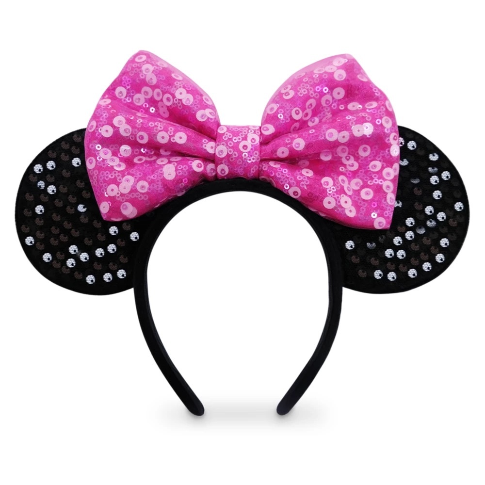 Disney Minnie Mouse Ears Headband For Kids with Sequins and Pink Bow